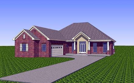 Contemporary Country Southern Elevation of Plan 57726