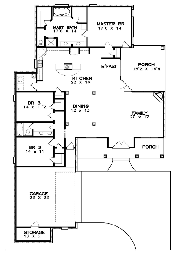 Contemporary Country Southern Level One of Plan 57729