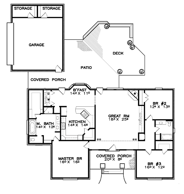 Contemporary Southern Level One of Plan 57731