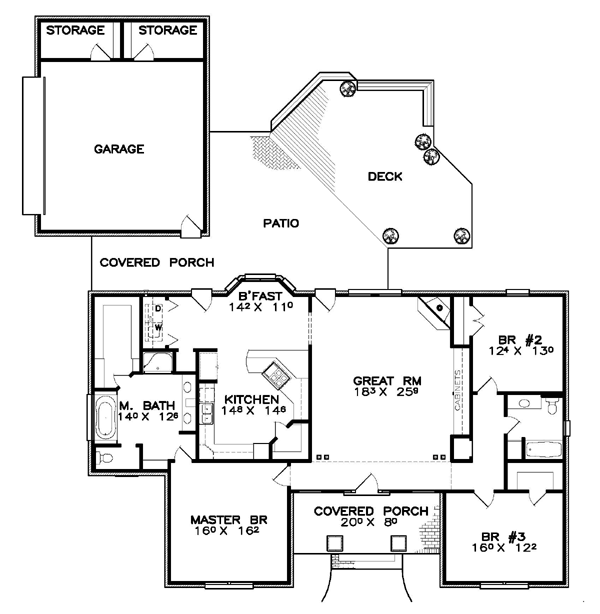 Contemporary Southern Level One of Plan 57732