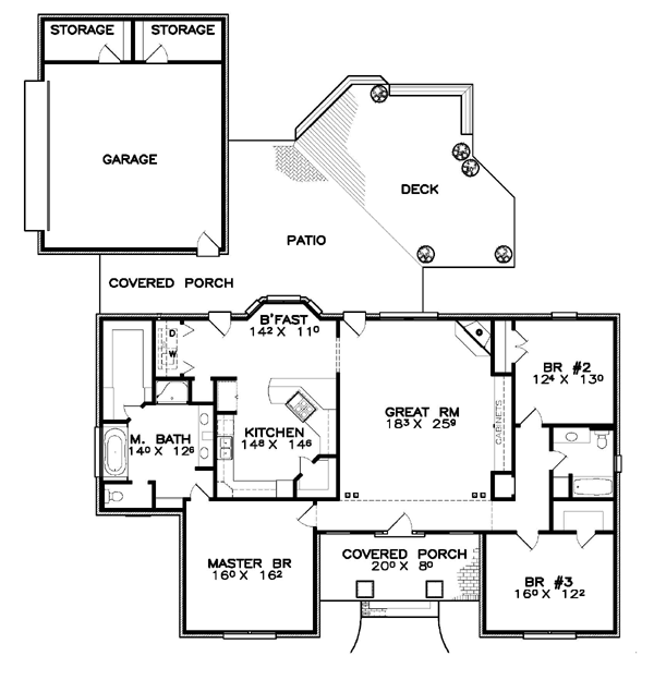 Contemporary Southern Level One of Plan 57733