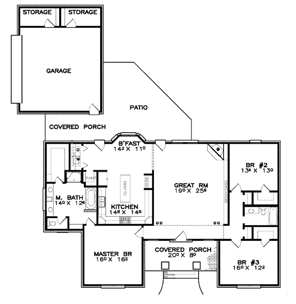Contemporary Southern Level One of Plan 57740