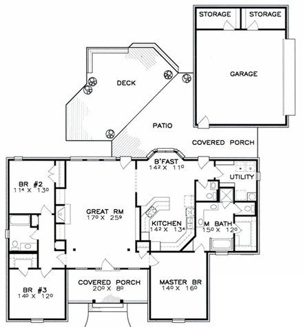 House Plan 57743 First Level Plan