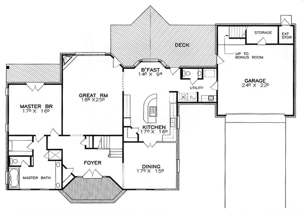 Colonial Southern Traditional Level One of Plan 57745