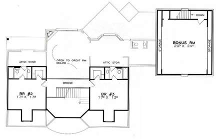 House Plan 57745 Second Level Plan