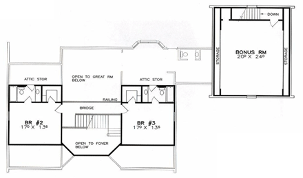 House Plan 57746 Second Level Plan