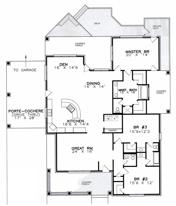 Cottage Southern Level One of Plan 57747