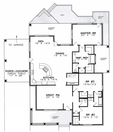 House Plan 57747 First Level Plan