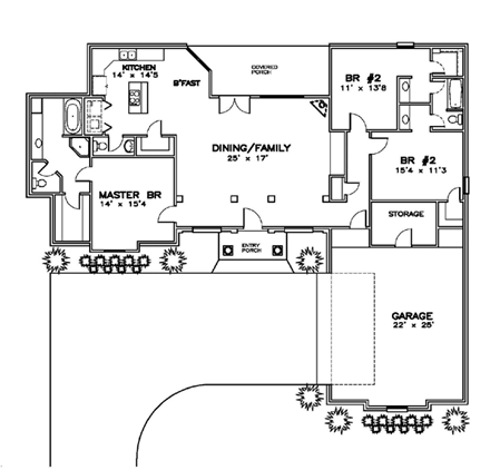 House Plan 57751 First Level Plan