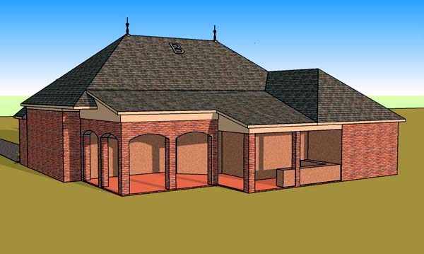 Country European Southern Rear Elevation of Plan 57763