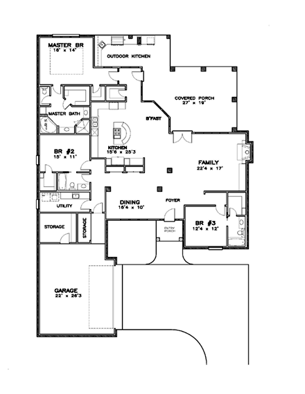 House Plan 57764 First Level Plan