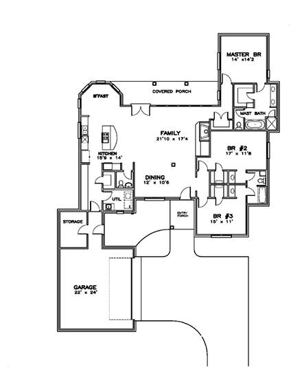 House Plan 57783 First Level Plan