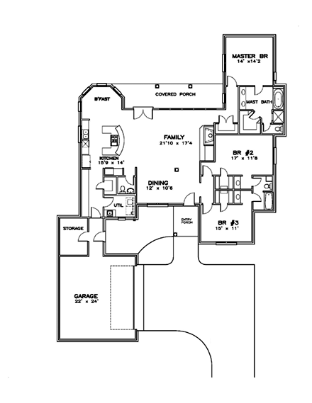 House Plan 57789 First Level Plan