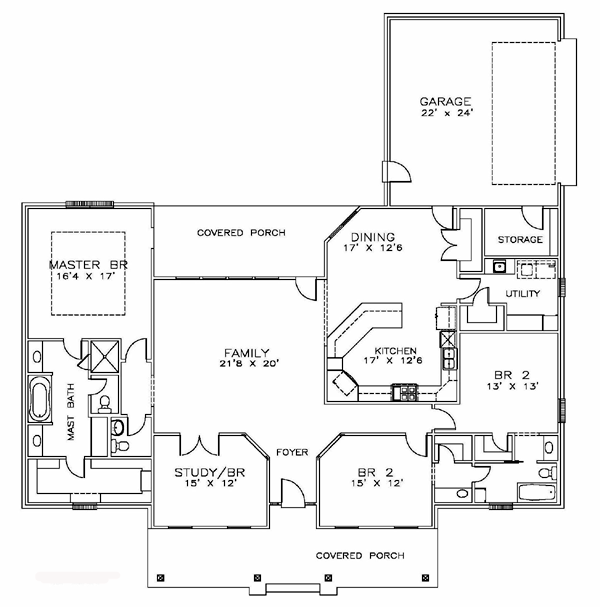 Country Craftsman Ranch Southern Level One of Plan 57793