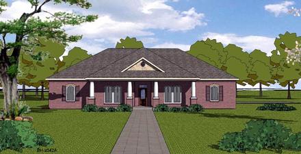 Country Craftsman Ranch Southern Elevation of Plan 57793