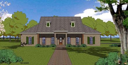 Country Craftsman Ranch Southern Elevation of Plan 57794