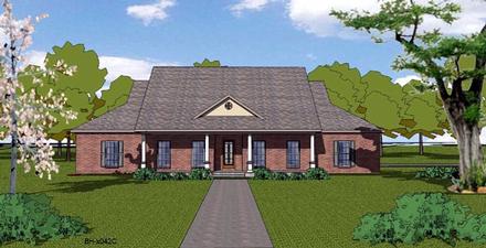 Country Craftsman Ranch Southern Elevation of Plan 57795