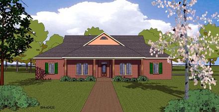 Country Craftsman Ranch Southern Elevation of Plan 57797