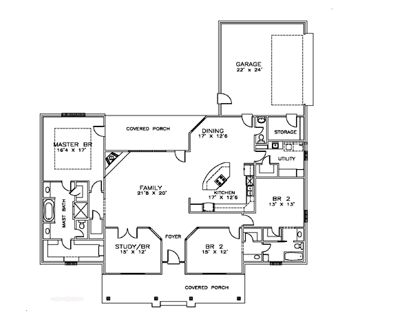 Country Craftsman Ranch Southern Level One of Plan 57801