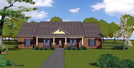 Country Craftsman Ranch Southern Elevation of Plan 57802