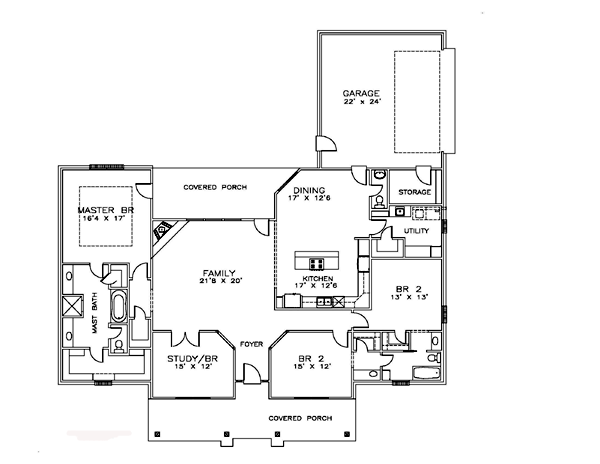 Country Craftsman Ranch Southern Level One of Plan 57805