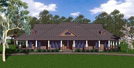 Country Craftsman Florida Southern Elevation of Plan 57822