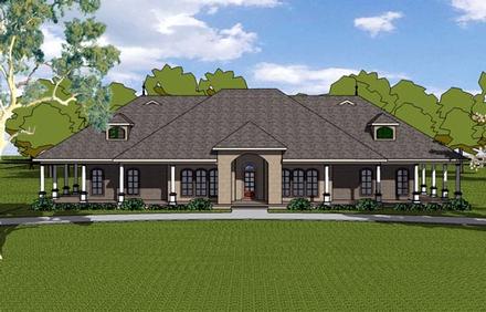 Country Craftsman Florida Southern Elevation of Plan 57823