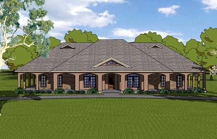 Country Craftsman Florida Southern Elevation of Plan 57830