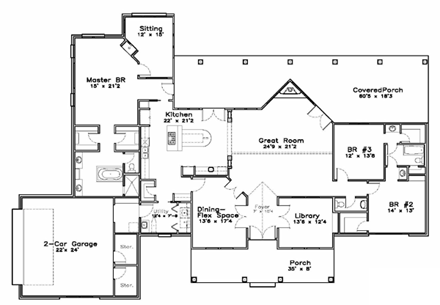 House Plan 57831 First Level Plan