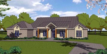 Colonial Contemporary Country Southern Elevation of Plan 57838