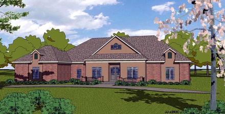 Colonial Contemporary Country Southern Elevation of Plan 57840