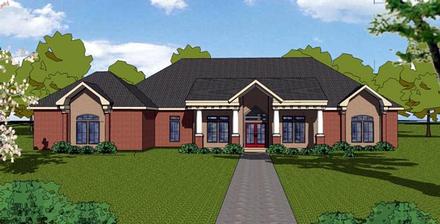 Colonial Contemporary Country Southern Elevation of Plan 57841