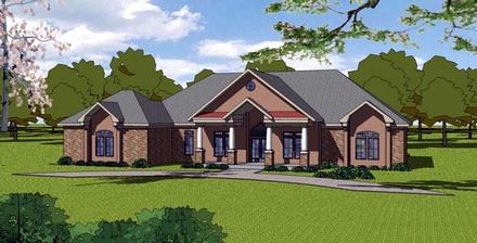 Colonial Contemporary Country Southern Elevation of Plan 57842