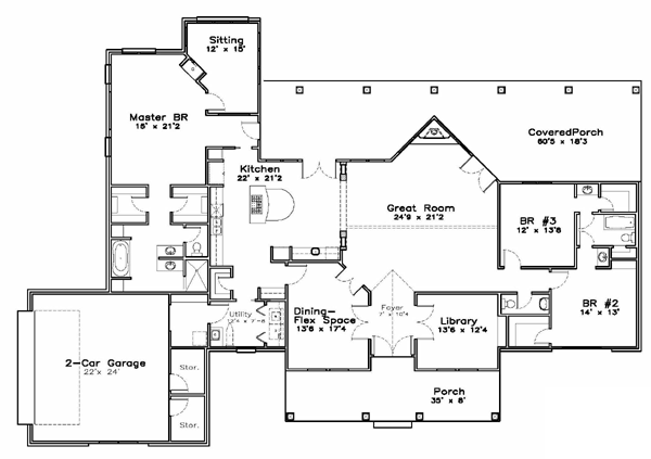 Colonial Contemporary Country Southern Level One of Plan 57843