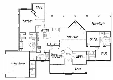 House Plan 57843 First Level Plan