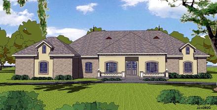 Colonial Contemporary Country Southern Elevation of Plan 57844