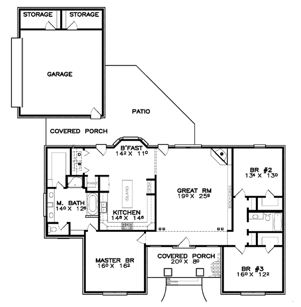 Country Craftsman Florida Southern Level One of Plan 57849