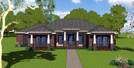 Country Craftsman Florida Southern Elevation of Plan 57849