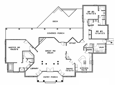 House Plan 57851 First Level Plan