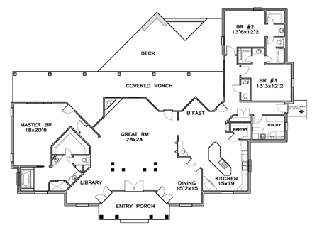 House Plan 57855 First Level Plan