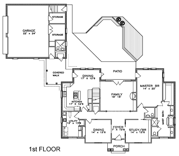 Colonial Country Southern Level One of Plan 57858