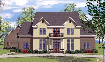 Colonial Country Southern Elevation of Plan 57858