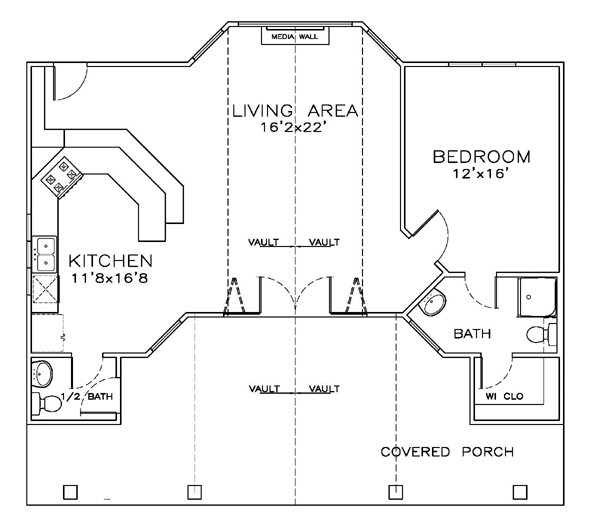 Coastal Cottage Craftsman Level One of Plan 57861