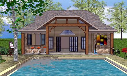 Coastal Cottage Craftsman Elevation of Plan 57864