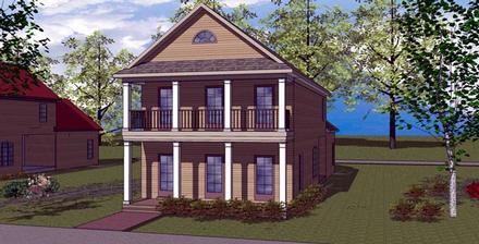 Colonial Southern Elevation of Plan 57865