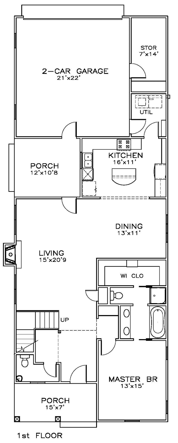 Colonial Southern Level One of Plan 57870