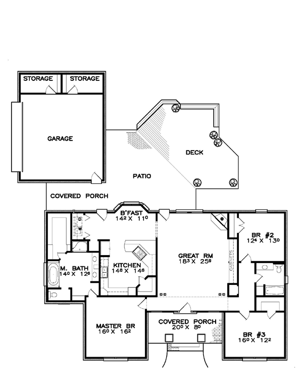 Contemporary Florida Southern Level One of Plan 57874