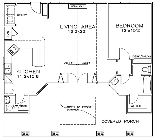 Cottage Craftsman Level One of Plan 57877