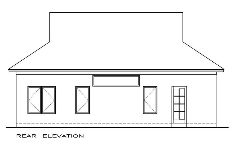 Cottage Craftsman Rear Elevation of Plan 57877