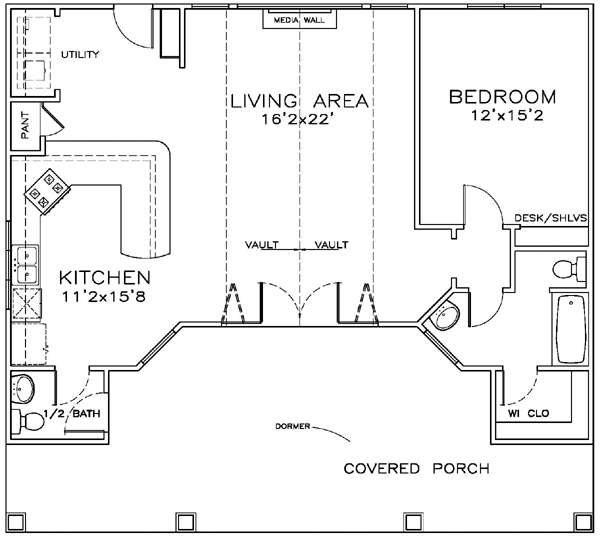 Cottage Craftsman Level One of Plan 57880